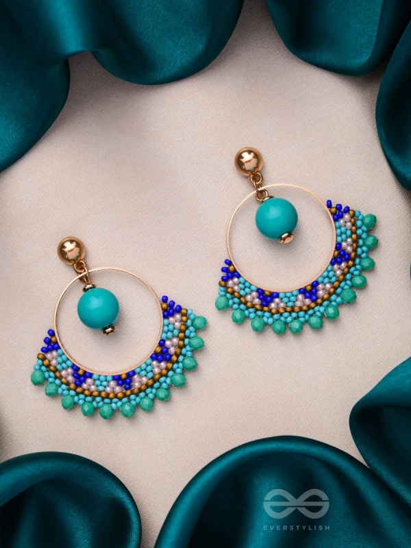 THE BLUE BLINKS - BEADED HOOP EARRINGS