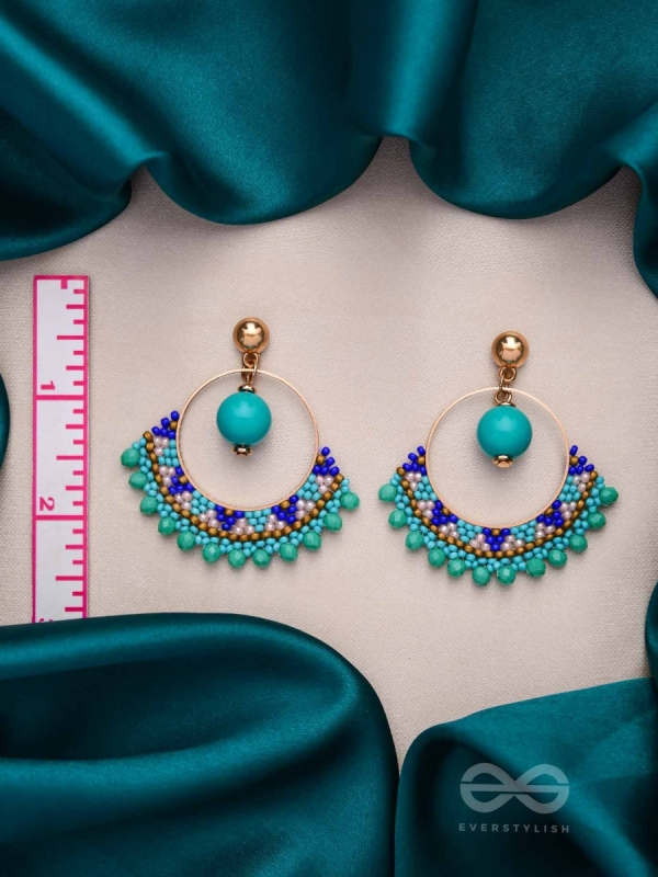 THE BLUE BLINKS - BEADED HOOP EARRINGS