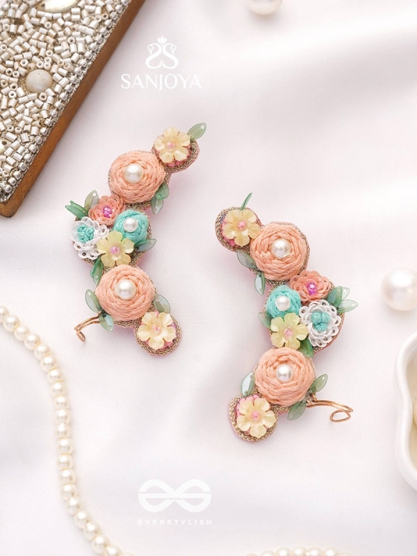 Meghamala - The Garland Of Clouds - Sequins, Beads, Pearls And Resham Hand Embroidered Earrings