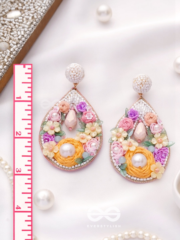 Anahata - The Harmonious Elegance - Sequins, Cutdana And Resham Hand Embroidered Earrings