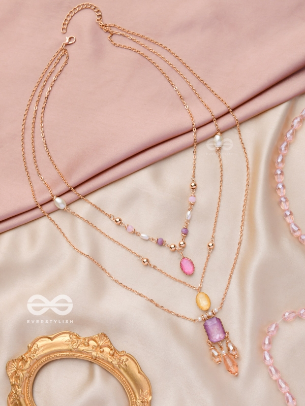 The Ravishing Rhinestones - Golden Multilayer Neckpiece With Anti-Tarnish Coating