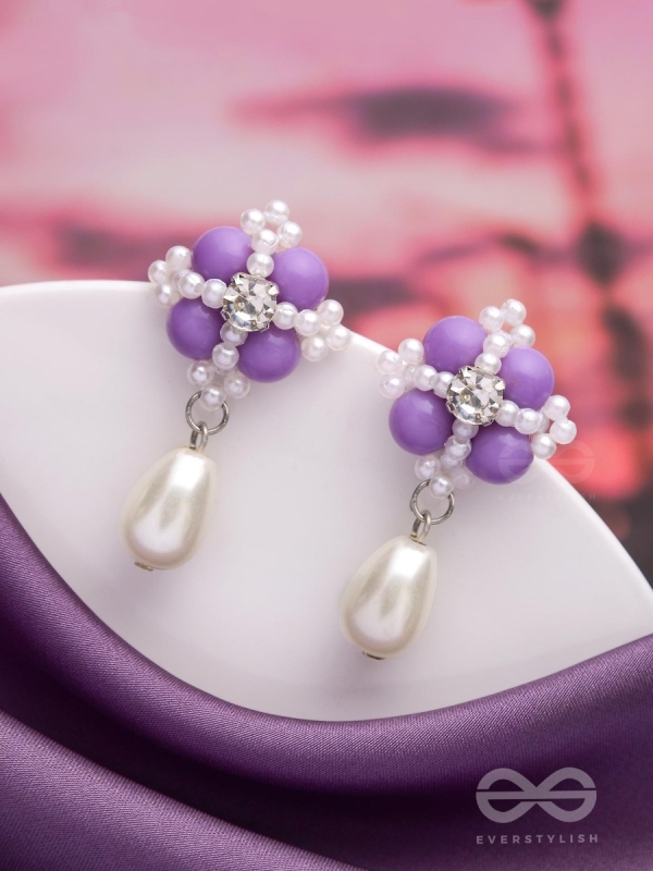 A LAVENDER HAZE - CLASSIC BEADED DROP EARRINGS 