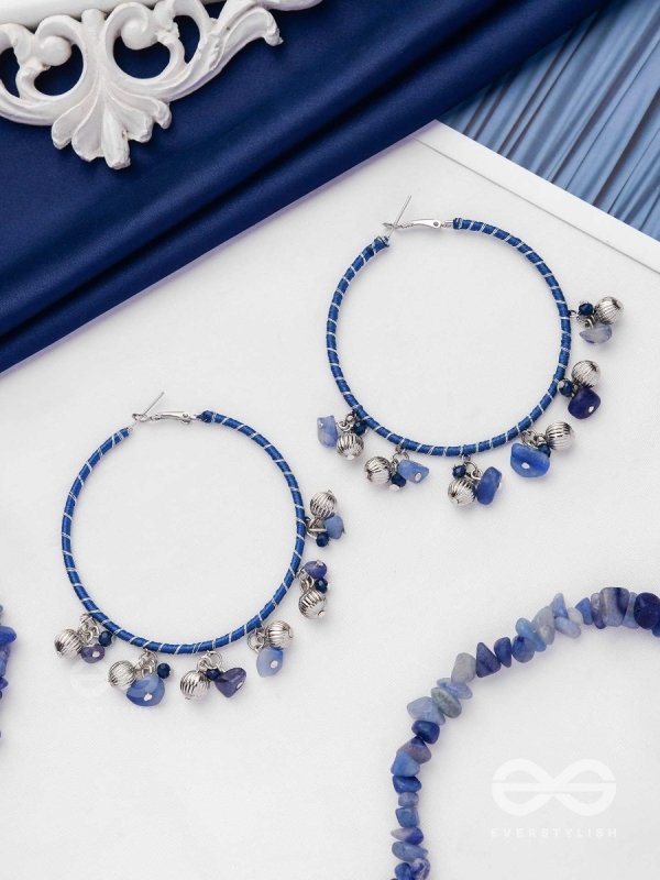 THE SAPHIRE THREADS - WRAPPED WITH SILK THREAD HOOP EARRINGS