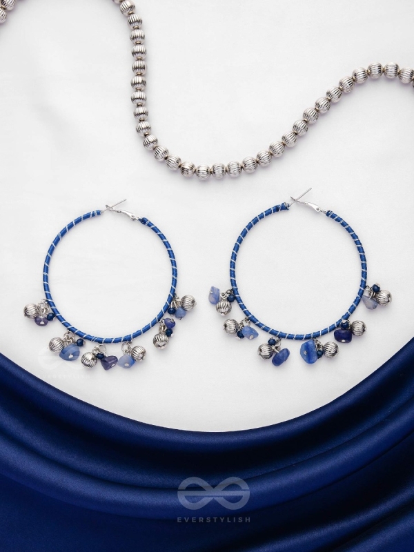 THE SAPHIRE THREADS - WRAPPED WITH SILK THREAD HOOP EARRINGS