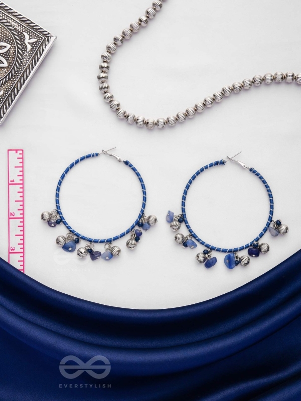 THE SAPHIRE THREADS - WRAPPED WITH SILK THREAD HOOP EARRINGS