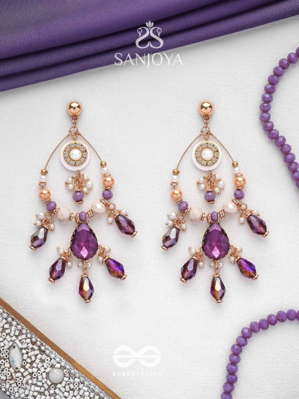Pratihata - The Sangria Chandeliers - Statement Golden Embellished Earrings