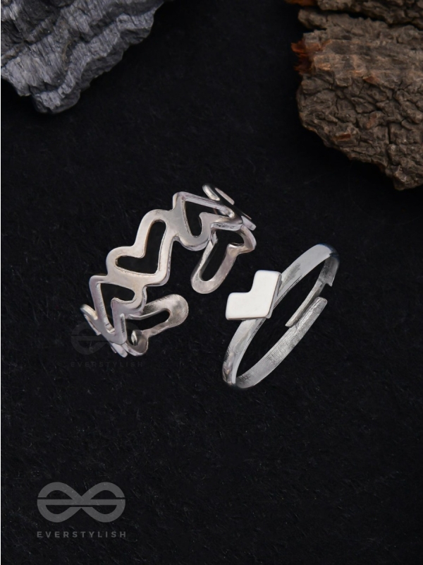 LOVE PUZZLE - SET OF 2 SILVER RINGS