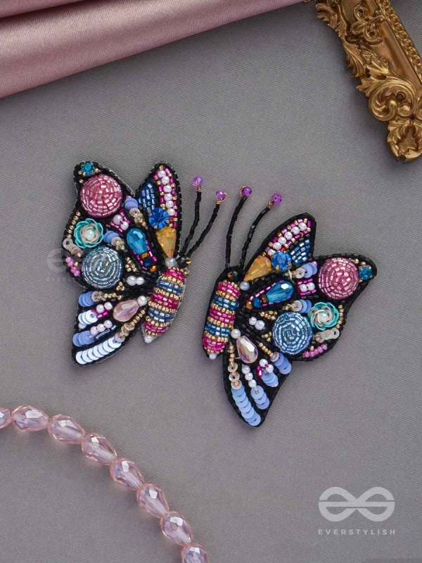 Vanyapadmini - The Gilded Flutter - Sequins, Beads And Cutdana Hand Embroidered Earrings (Multicolor)