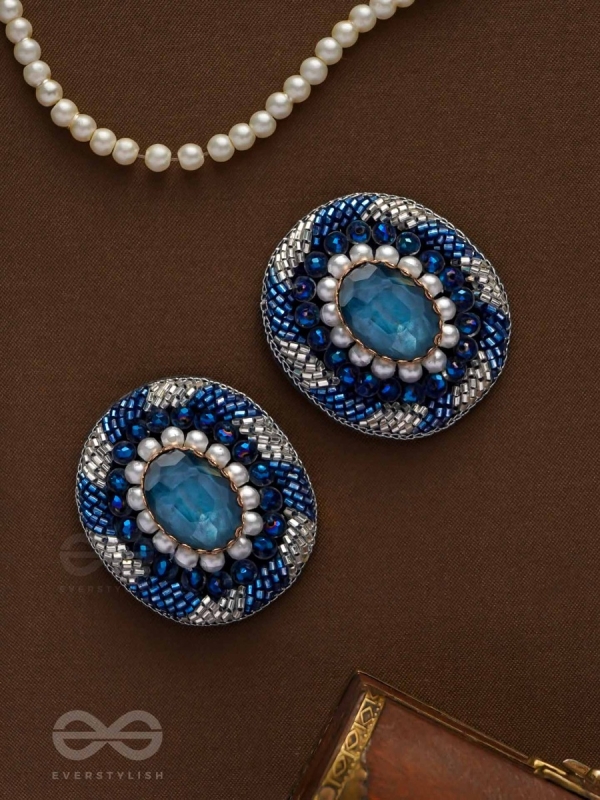 Indradhya - The Celestial Cascade - Stone, Beads, Sequins And Cutdana Hand Embroidered Earrings