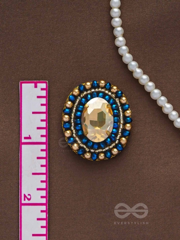 VAIDURYA - THE OCEANIC GEM - STONE AND BEADS EMBROIDERED EARRINGS