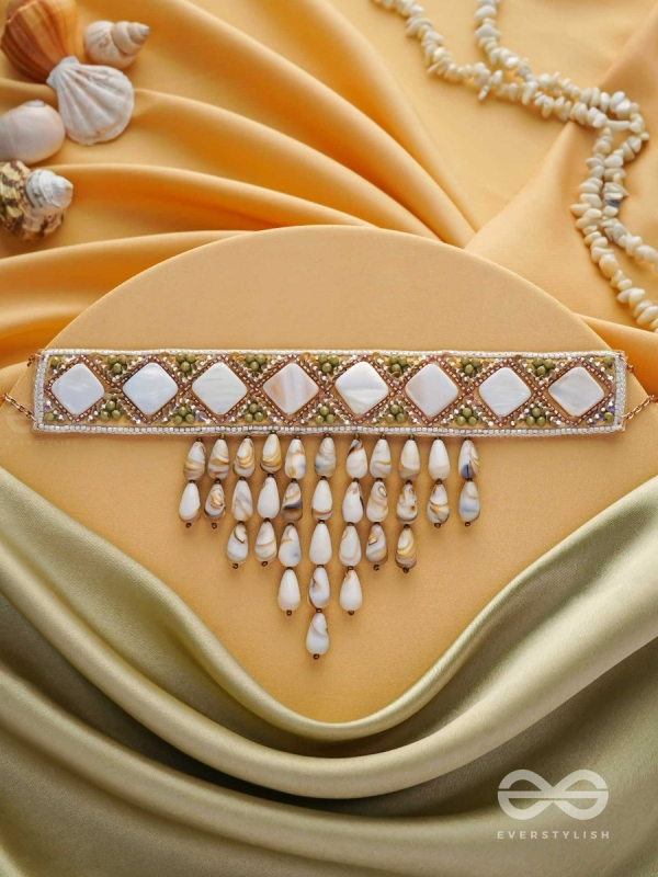 Aparnavara - The Shoreline Glow - Sequins, Beads And Marble Drops Hand Embroidered Neckpiece