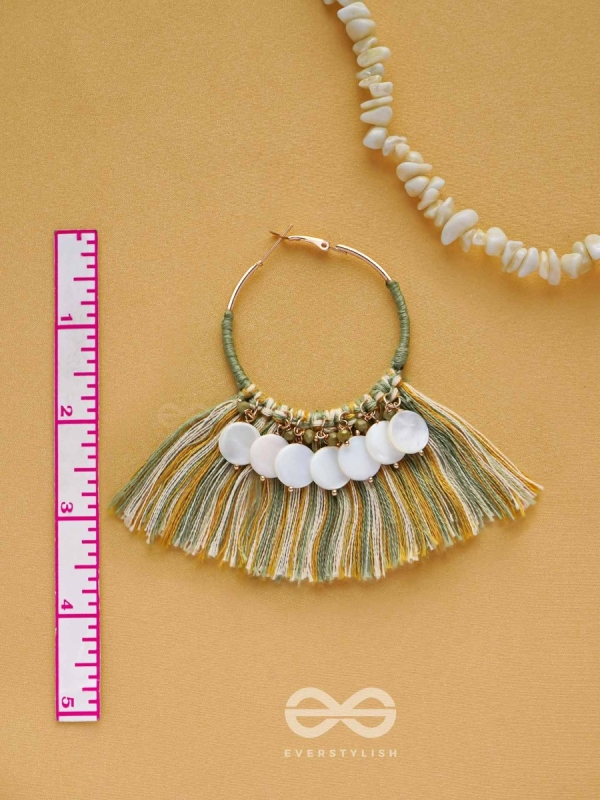 TATRABHAVA - THE COASTAL CARNIVALS - BEADS AND COTTON THREADS EMBROIDERED HOOP EARRINGS