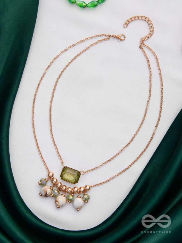 The Earthy Elegance - Green Multilayer Neckpiece With Anti-Tarnish Coating 