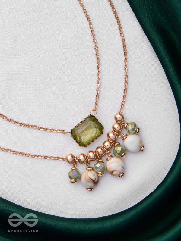 The Earthy Elegance - Green Multilayer Neckpiece With Anti-Tarnish Coating 