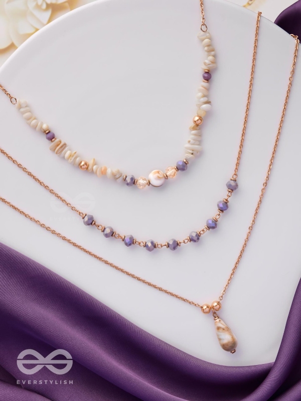 The Lavender Meadows - Casual Multilayered Neckpiece With Anti-Tarnish Coating 