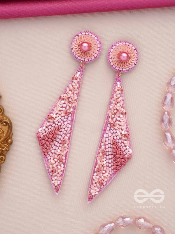 Dviguna - The Sleek Splendor - Cutdana, Resham And Sequins Hand Embroidered Earrings