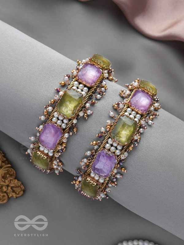 ANTIKA - FINELY MADE - STONE AND BEADS EMBROIDERED BANGLES (SET OF 2)