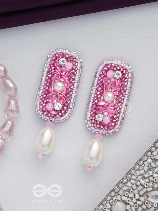 VARAVARSHINI - BESTOWER OF BOONS - STONE, BEADS AND PEARLS EMBROIDERED EARRINGS