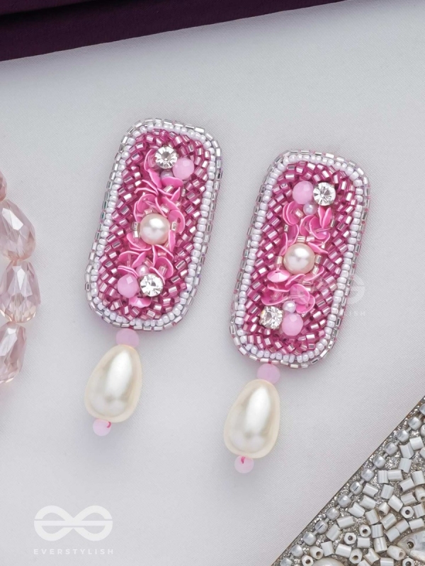 VARAVARSHINI - BESTOWER OF BOONS - STONE, BEADS AND PEARLS EMBROIDERED EARRINGS