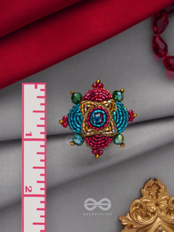 Vilasata - The Radiant Charm - Beads And Cutdana Hand Embroidered Ring