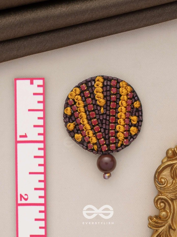 Mrdu - The Soft Nuance - Resham And Cutdana Hand Embroidered Earrings (Brown)