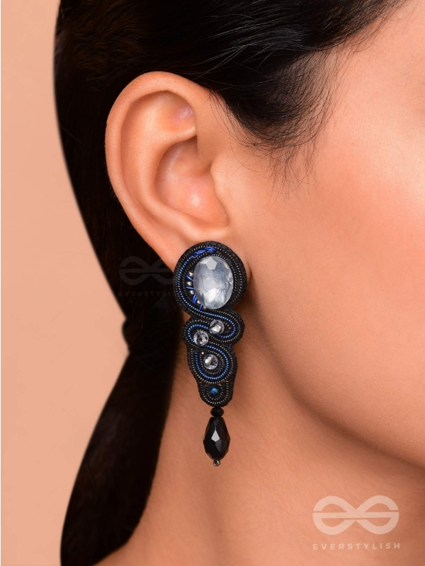 Vartulya - The Curvaceous Beauty - Stone, Beads And Sequins Hand Embroidered Earrings