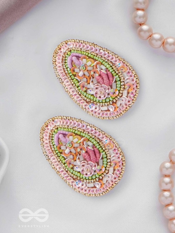 Abhra - The Clouded Glamour - Sequins, Resham And Beads Hand Embroidered Earrings