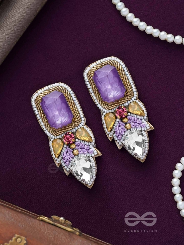 VIYATI - THE DEVIANT UNIQUENESS - STONES AND BEADS EMBROIDERED EARRINGS