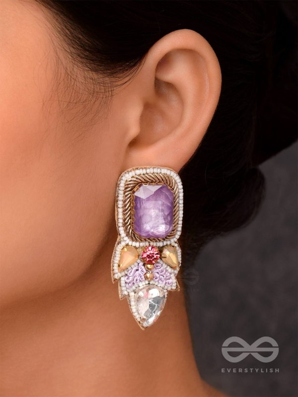 VIYATI - THE DEVIANT UNIQUENESS - STONES AND BEADS EMBROIDERED EARRINGS