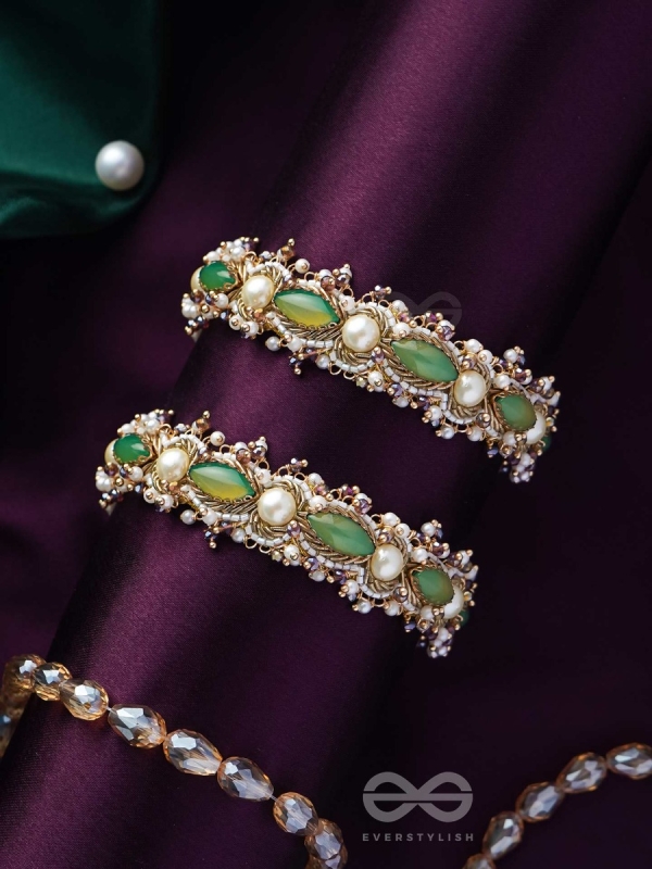 PARIVAHA - A ROYAL TREASURE - STONE AND BEADS EMBROIDERED BANGLES (SET OF 2)