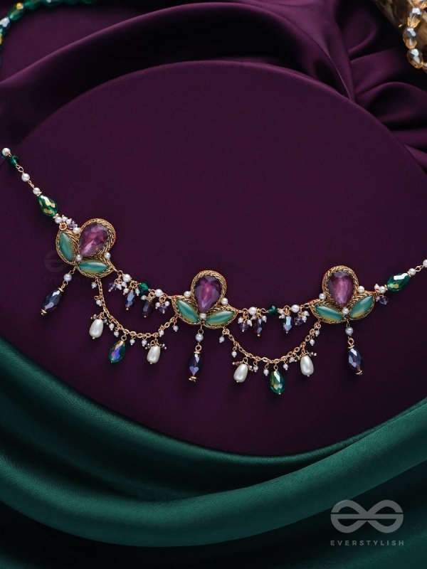 Aabharan - The Royal Ornament - Stones, Beads, Glass And Pearl Drop Embroidered Neckpiece With Anti-Tarnish Coating