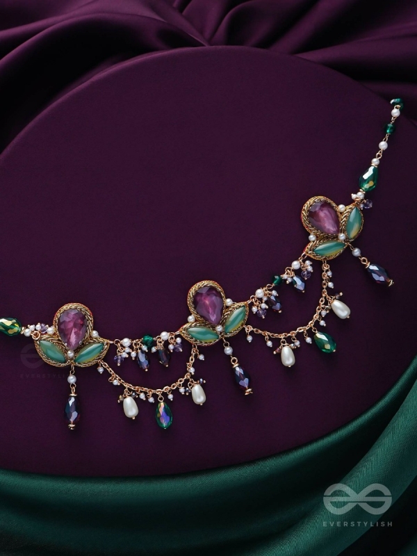 Aabharan - The Royal Ornament - Stones, Beads, Glass And Pearl Drop Embroidered Neckpiece With Anti-Tarnish Coating
