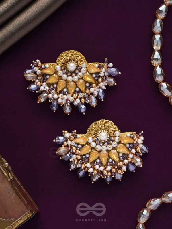 PUSHPAVALLI - TREASURES OF GARDEN -  PEARLS, STONE AND BEADS EMBROIDERED EARRINGS