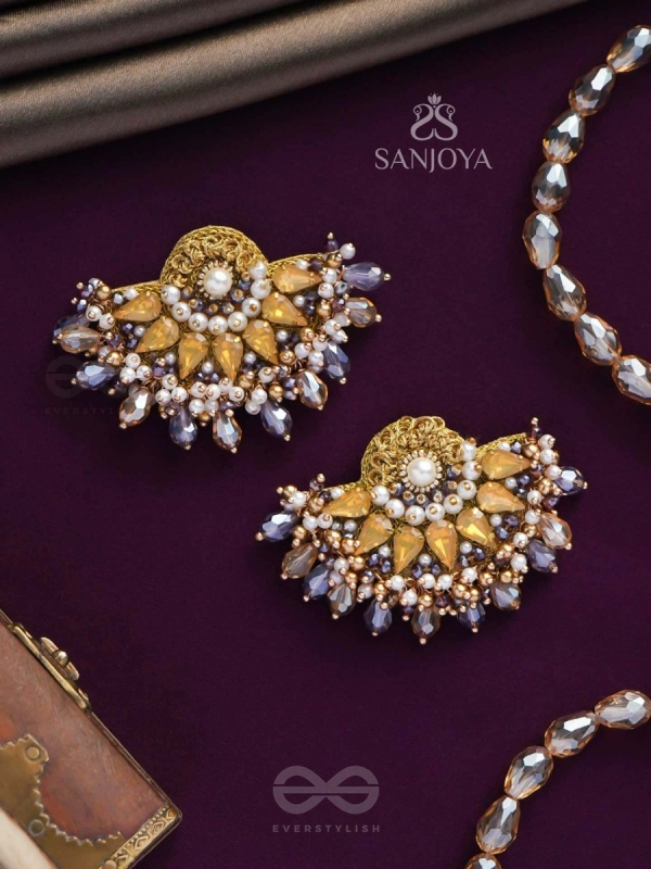 PUSHPAVALLI - TREASURES OF GARDEN -  PEARLS, STONE AND BEADS EMBROIDERED EARRINGS