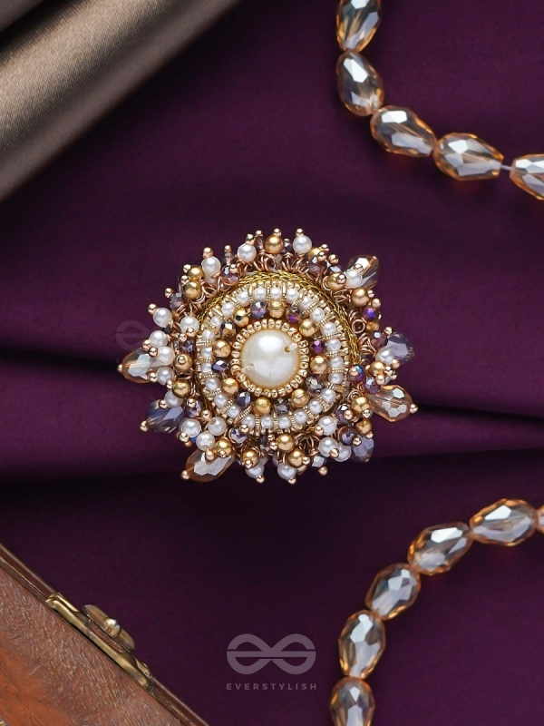 ANUKULIKA - THE REGAL BRILLIANCE - PEARLS AND BEADS EMBROIDERED RING