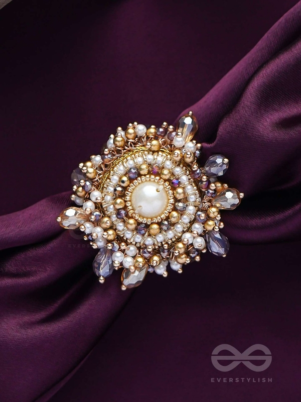 ANUKULIKA - THE REGAL BRILLIANCE - PEARLS AND BEADS EMBROIDERED RING