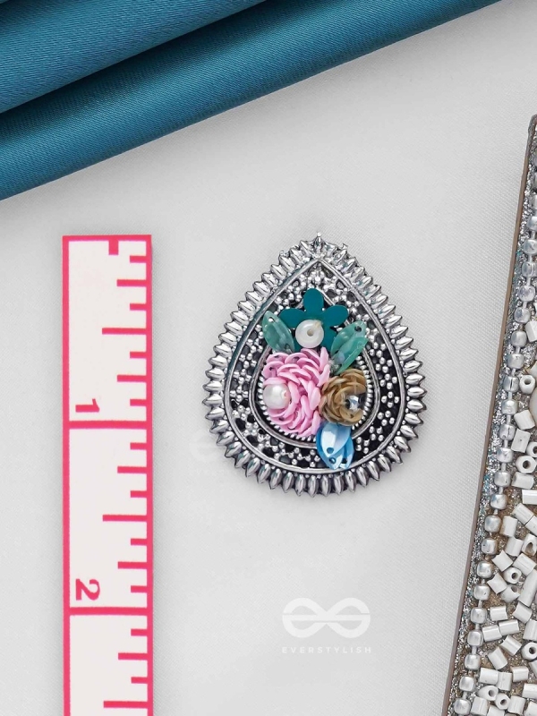 RIMBA- THE FLOWER DROP - SEQUINS AND PEARLS EMBROIDERED AND OXIDISED EARRINGS