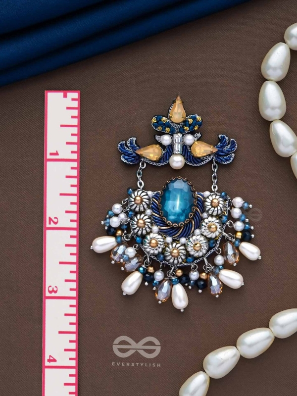 RAJATCHANDALI - THE MOON'S GLAMOUR - STONE, PEARL DROPS AND BEADS EMBROIDERED EARRINGS 