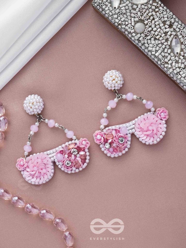 Upanetram - The Beautiful Spectacles - Sequins, Pearls And Beads Hand Embroidered Earrings