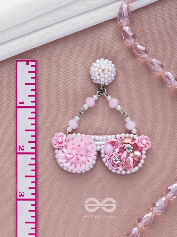 Upanetram - The Beautiful Spectacles - Sequins, Pearls And Beads Hand Embroidered Earrings