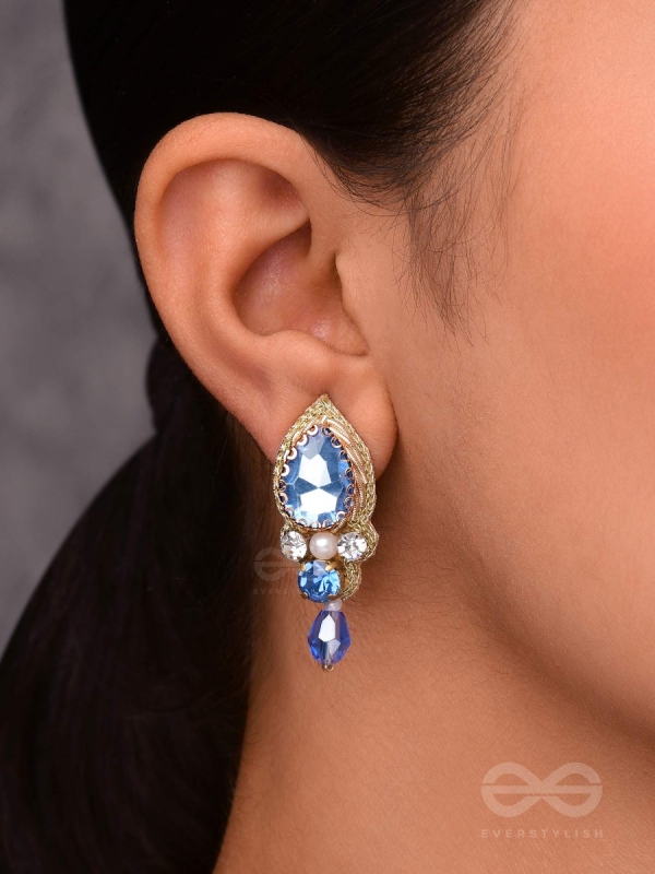MANIARNAVA - OCEANIC GEMS - STONES AND BEADS EMBROIDERED EARRINGS
