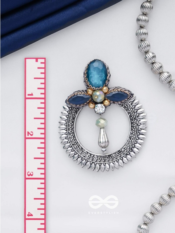 Manidhama - The Gem Abode - Stones And Beads Hand Embroidered Oxidised Earrings