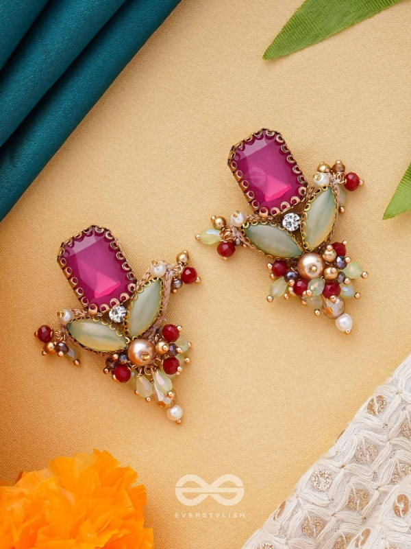 TEJANI - THE DAZZLING GEMS - STONE AND BEADS EMBROIDERED EARRINGS