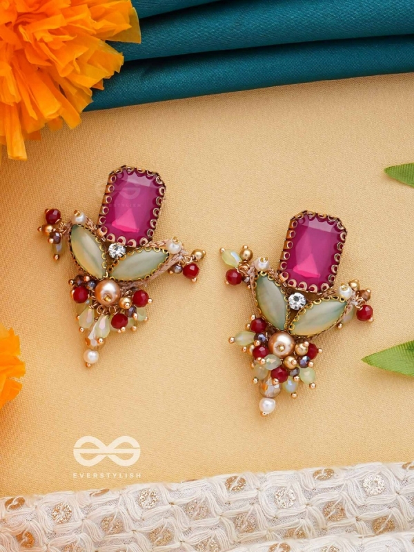 TEJANI - THE DAZZLING GEMS - STONE AND BEADS EMBROIDERED EARRINGS