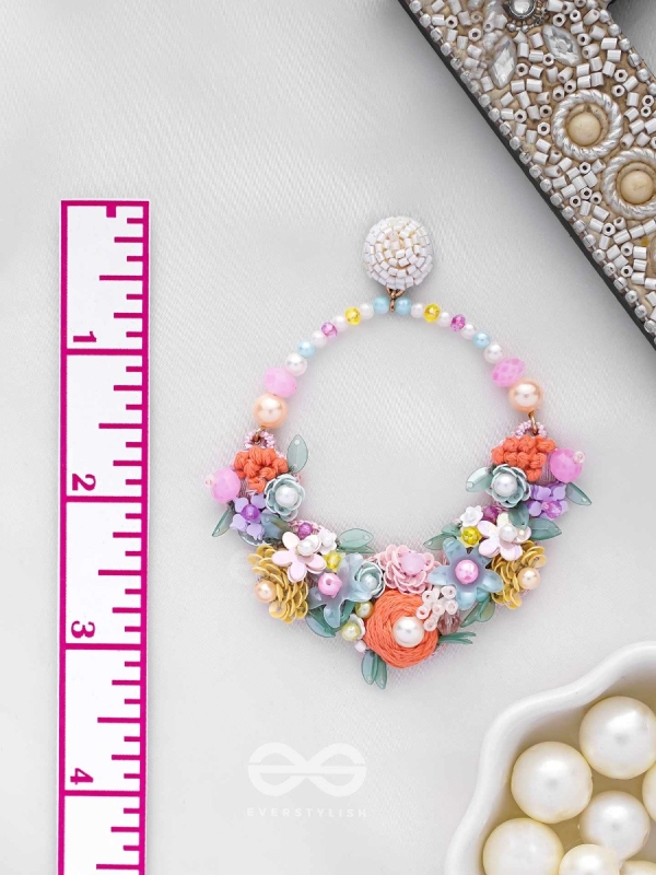 APANIDRA - THE FLORAL BEAUTY - SEQUINS, BEADS AND PEARLS EMBROIDERED EARRINGS