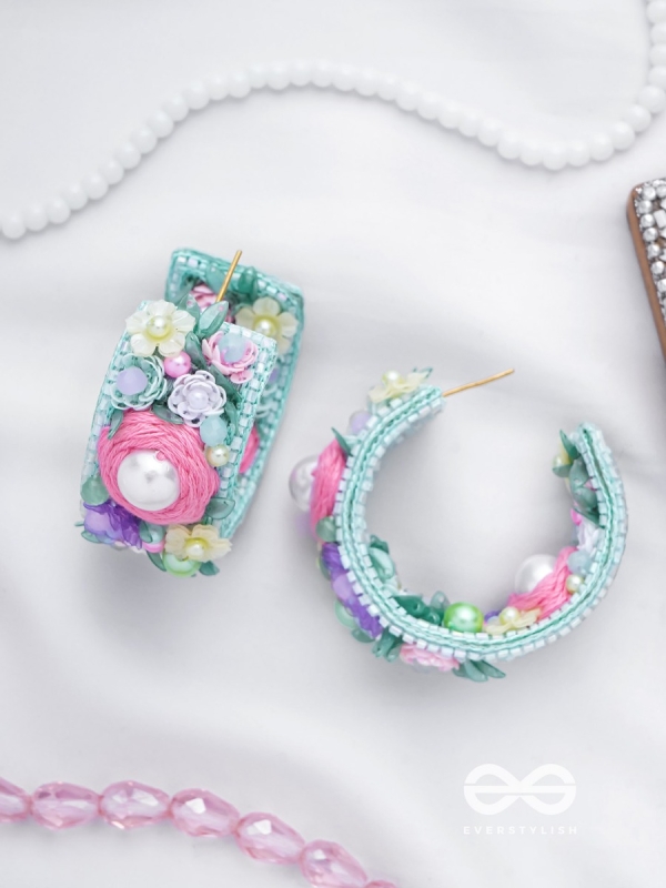 ABHICHARINI - THE ENCHANTRESS BOUQUET - SEQUINS, PEARLS AND BEADS EMBROIDERED EARRINGS