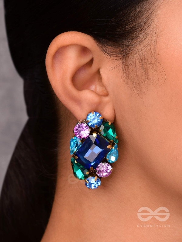 Ratnakunja - Cluster of Gems - Stone embroidered earrings 
