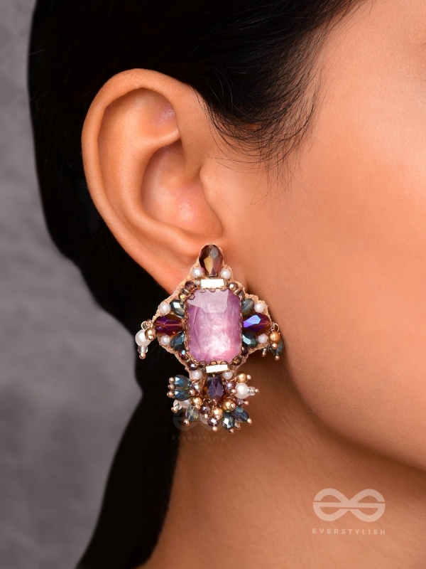 SHILEYA - THE CRYSTAL HARMONY - STONE AND BEADS EMBROIDERED EARRINGS
