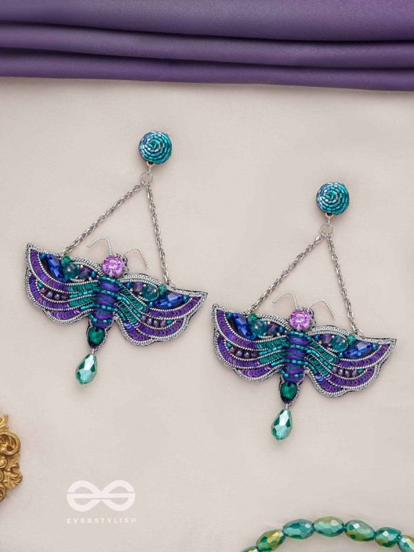 MAINAKA - THE MAGNIFICENT WINGS - SEQUINS, STONES AND BEADS EMBROIDERED EARRINGS