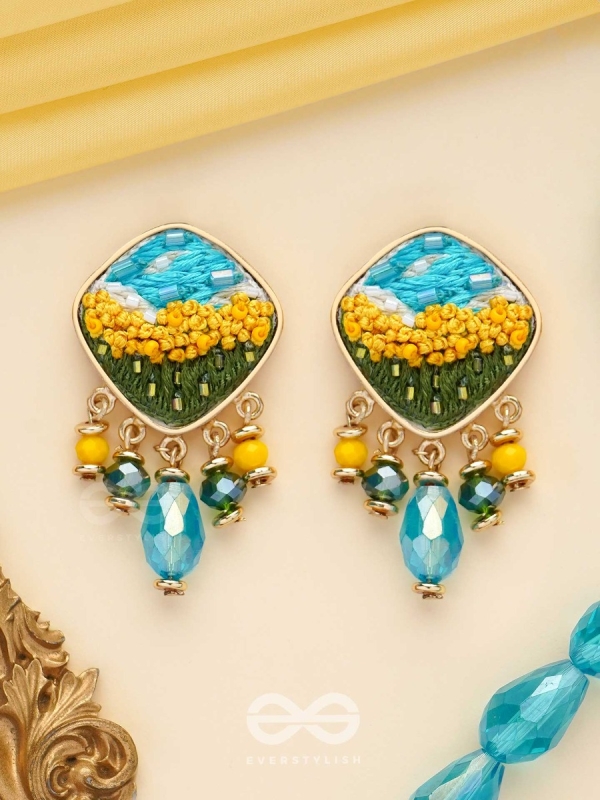 ADHITA - THE BLOOMING NATURE - RESHAM AND BEADS EMBROIDERED EARRINGS